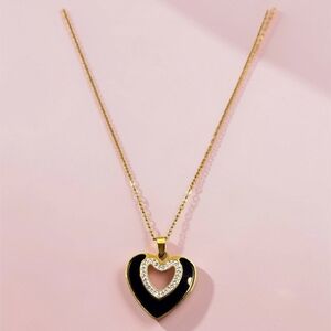 Gold and Black Heart Pendant Necklace
